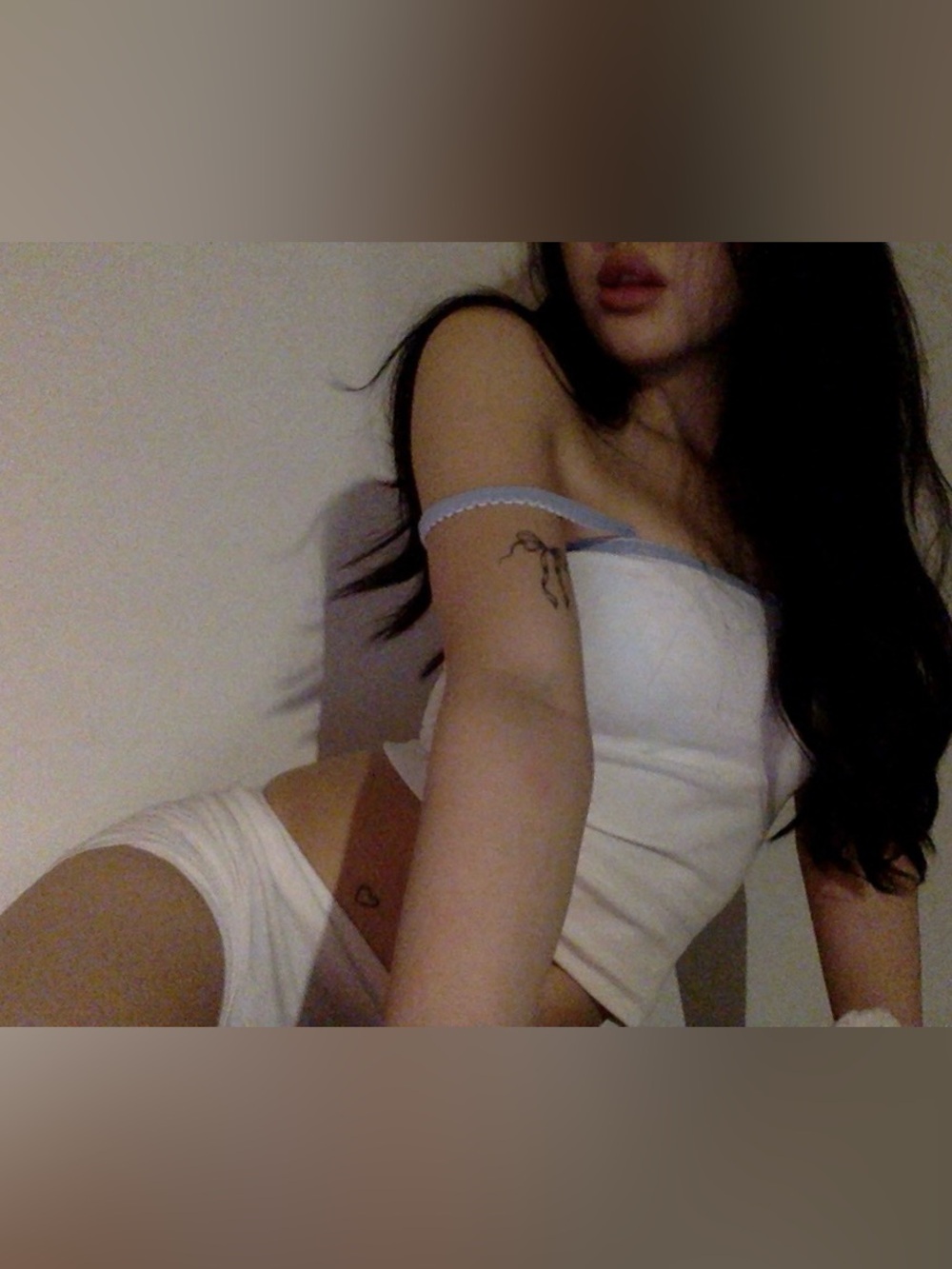 Brandy Melville white baby blue lace tank